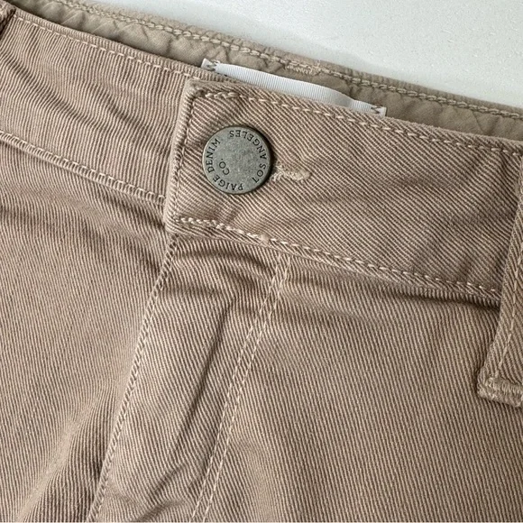 PAIGE Raw Hem Frayed Mid Rise Cutoff Shorts in Armadillo Tan Khaki Size 29 - Picture 4 of 9